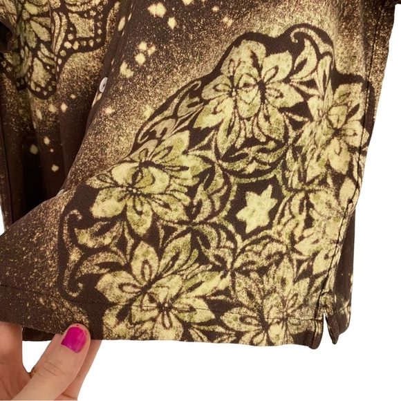 Pool House New York Rosewood Crop Button Up Shirt Mens Size Large XL Brown Remix - Picture 5 of 12